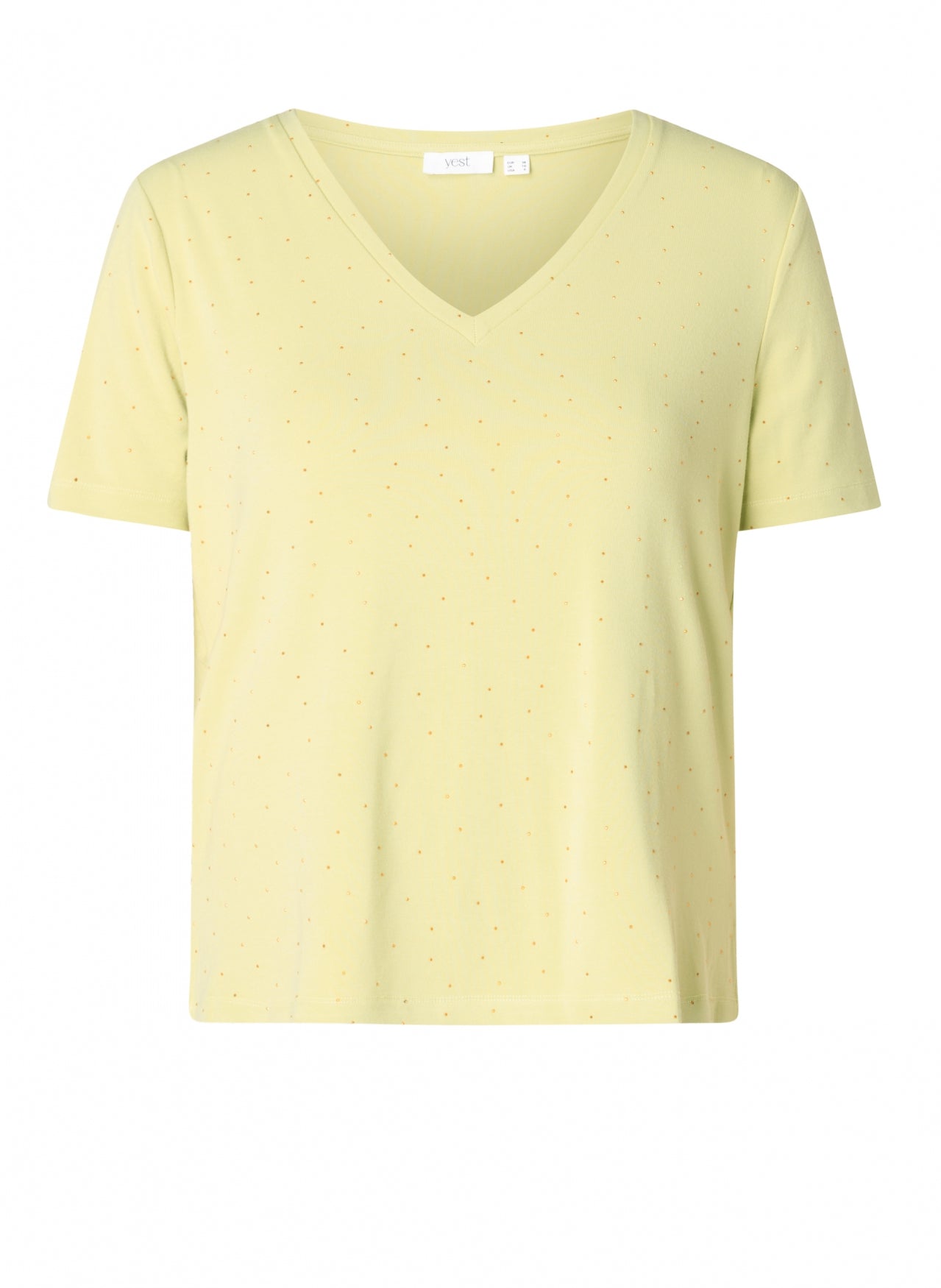 Yest Lime Green & Bronze Diamante Embellished V Neck Top