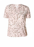 Yest Mixed Pale Pink & Neutral Animal Print V Neck Top