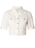 Yest White Denim Cropped Jacket