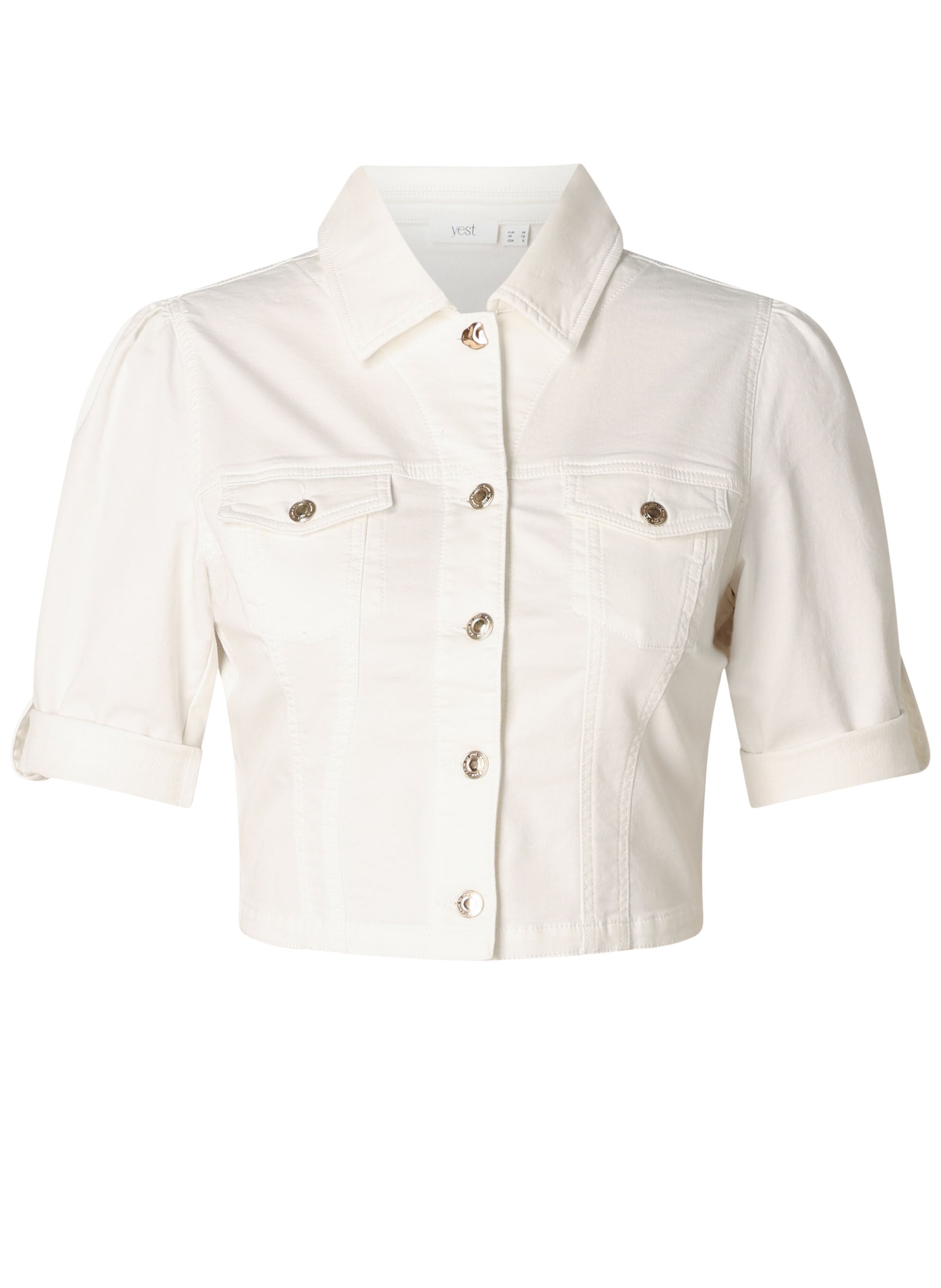 Yest White Denim Cropped Jacket