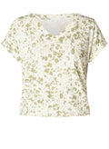 Yest Mixed Green Tone Printed Bubble Hem Top
