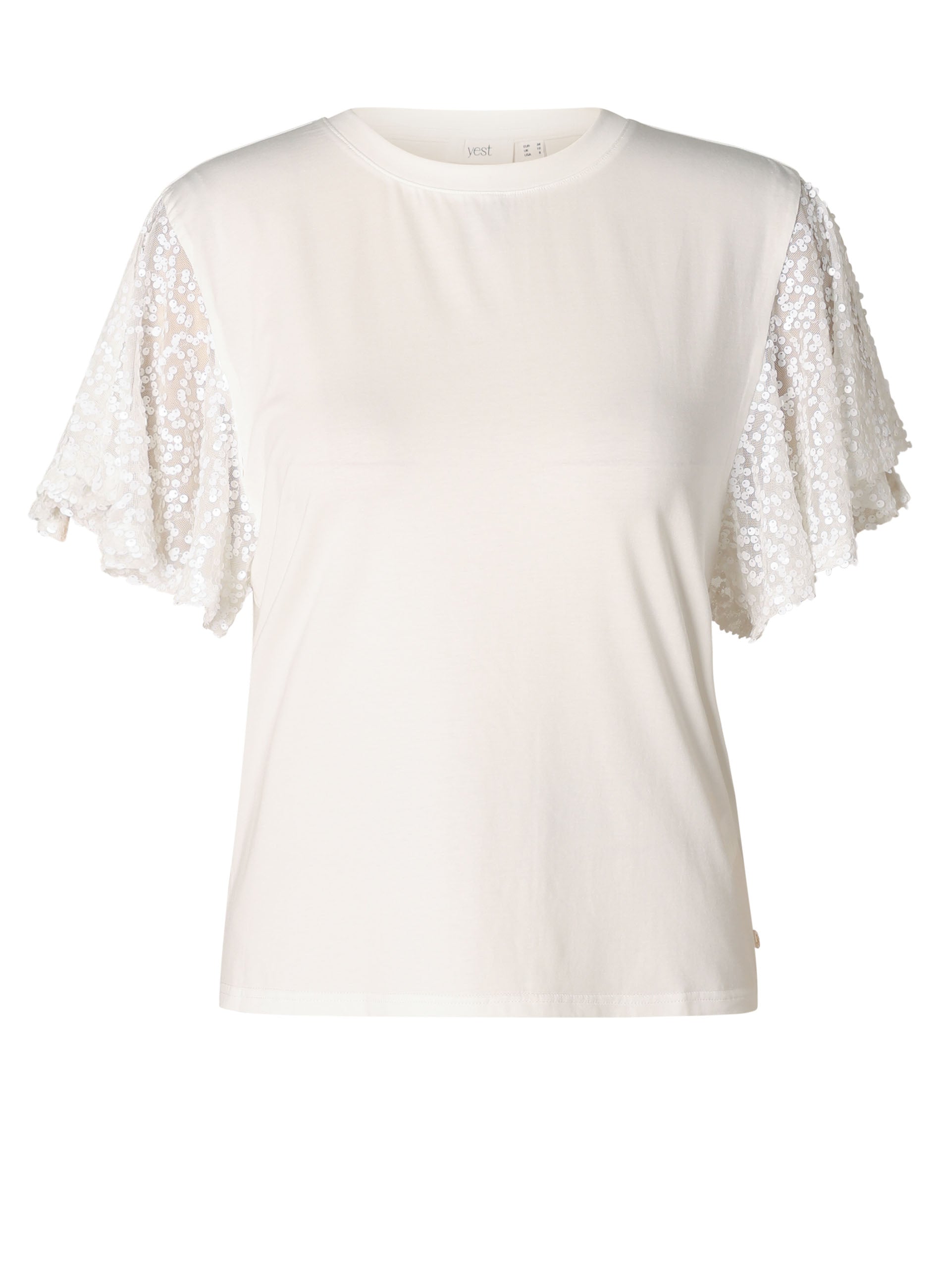 Yest White Sequin Sleeve T-Shirt