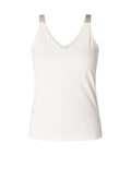 Yest Off White & Gold Metallic Strap Vest Top