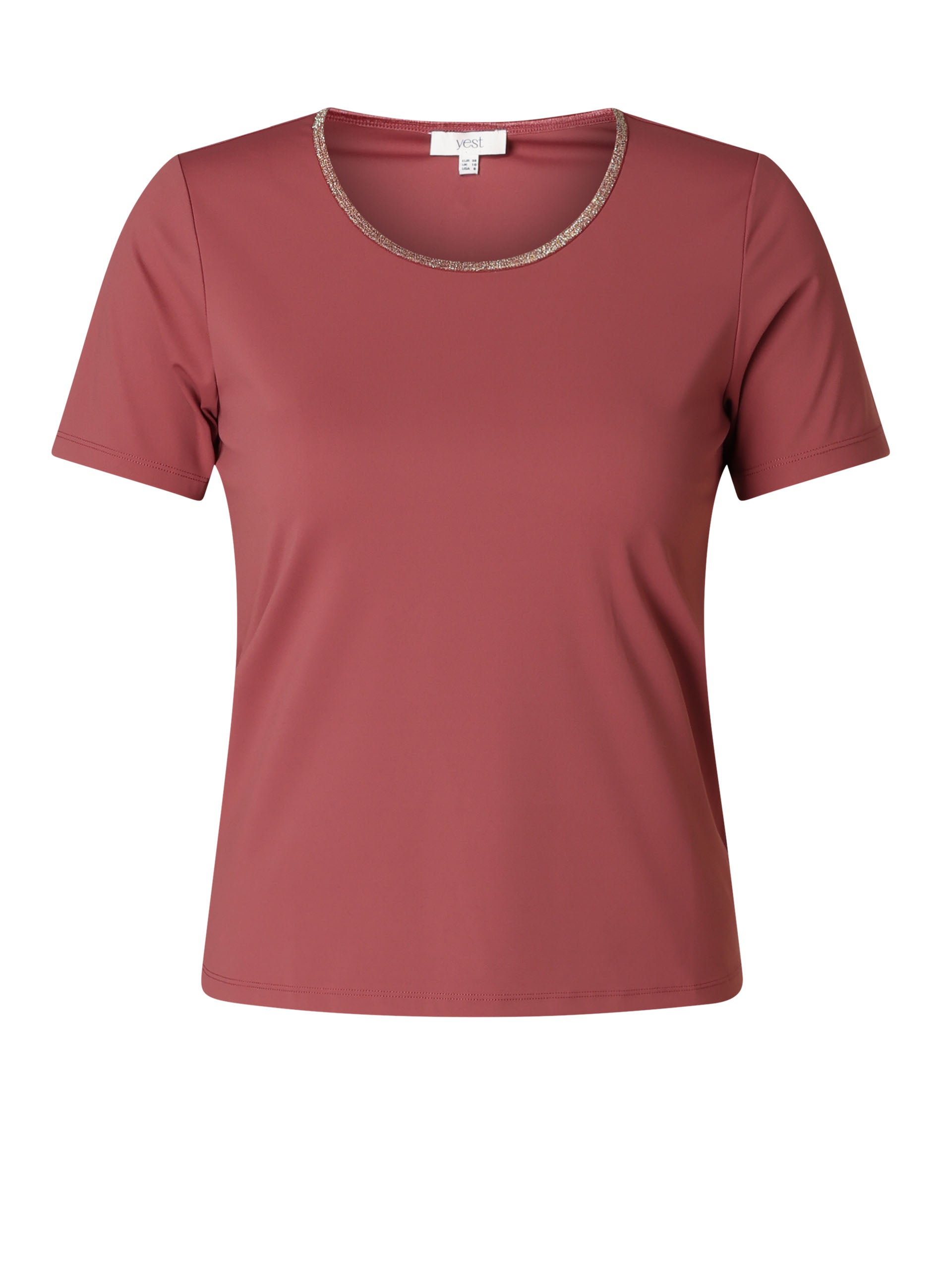 Yest Plum & Gold Metallic Round Neck Scuba Top