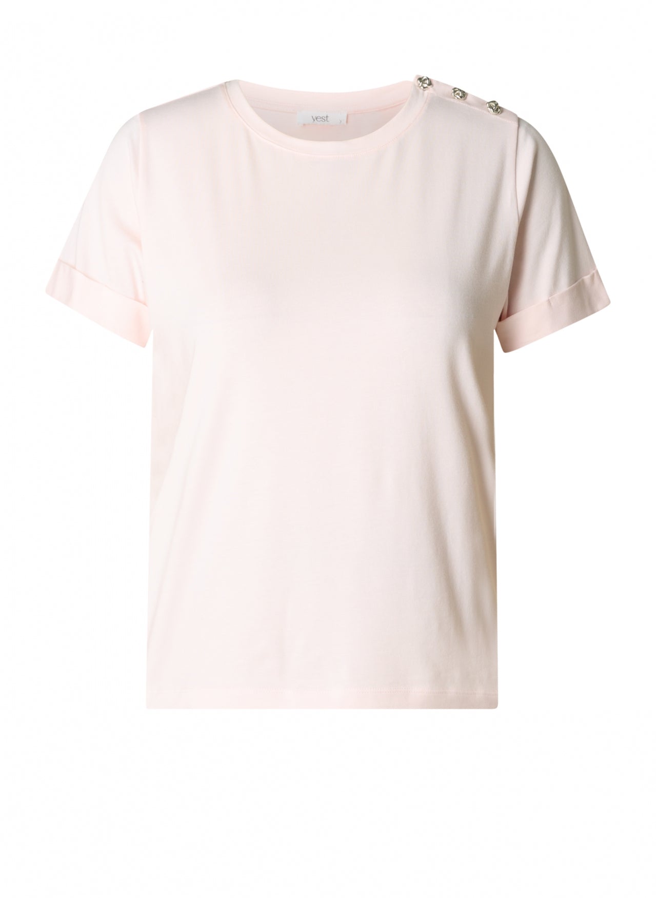 Yest Soft Pink & Silver Knotted Button Detail Top