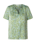 Yest Mixed Green & Blue Abstract Print Satin Blouse