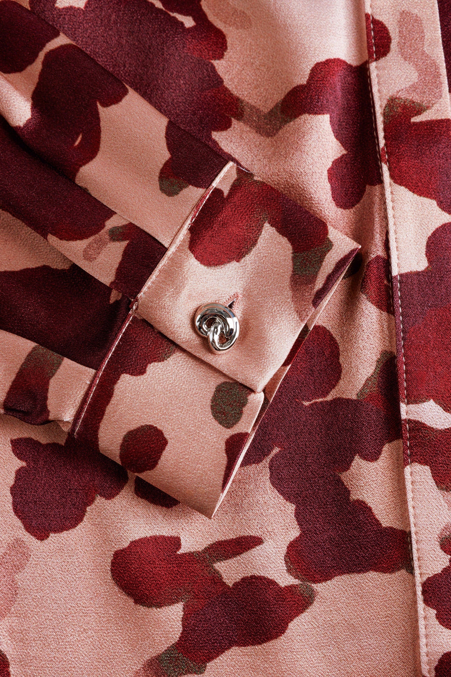 Yest Wine Red Mixed Tone Printed Satin Blouse