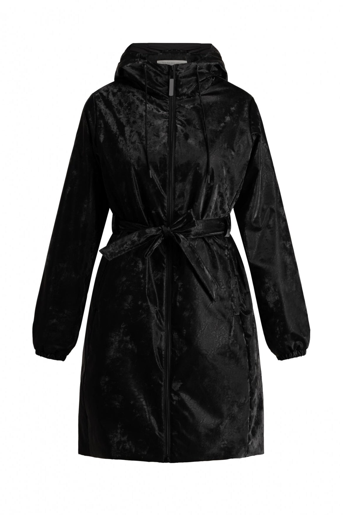Yest Black Abstract Animal Print Waterproof 3/4 Length Padded Coat