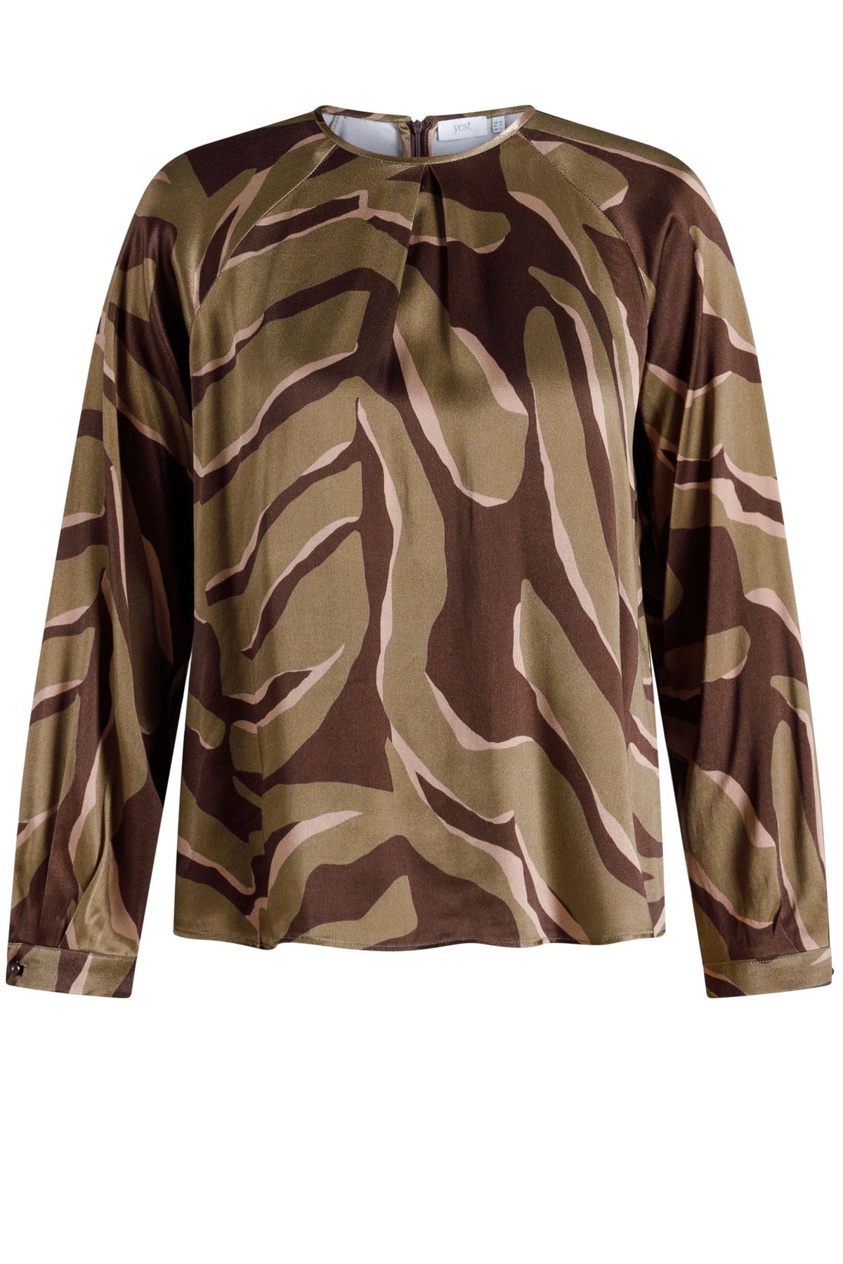 Yest Brown & Olive Green Abstract Textured Blouse