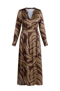 Yest Brown & Olive Green Textured Abstract Maxi Dress