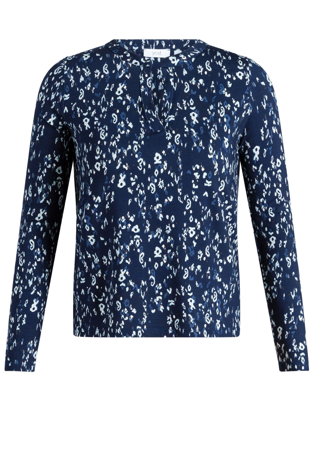 Yest Mixed Navy Blue Melange Abstract Animal Print Top