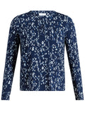 Yest Mixed Navy Blue Melange Abstract Animal Print Top
