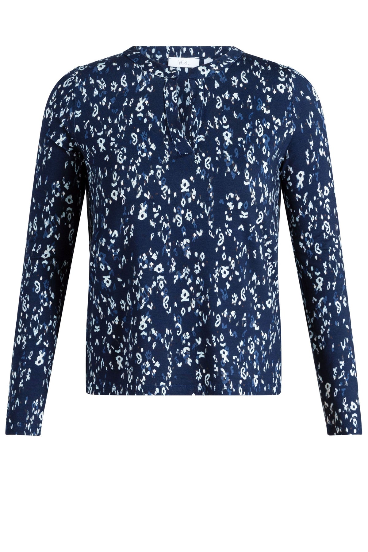 Yest Mixed Navy Blue Melange Abstract Animal Print Top