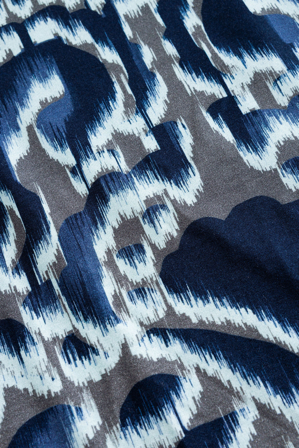 Yest Mixed Grey Melange & Blue Tone Abstract Print Turtle Neck Top
