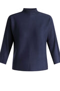 Yest Navy Blue Ribbed Stripe Detail Turtle Neck Jumper