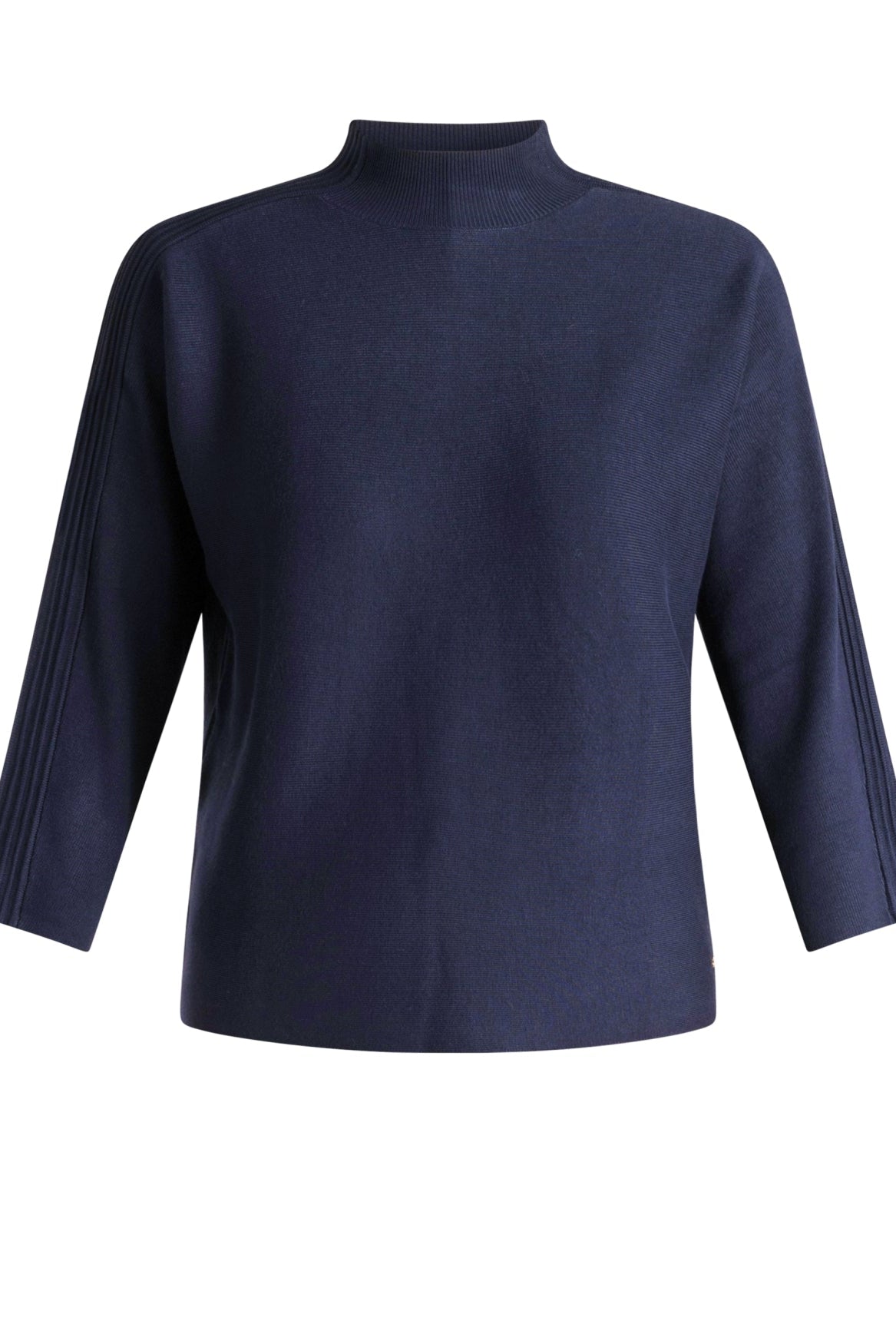 Yest Navy Blue Ribbed Stripe Detail Turtle Neck Jumper