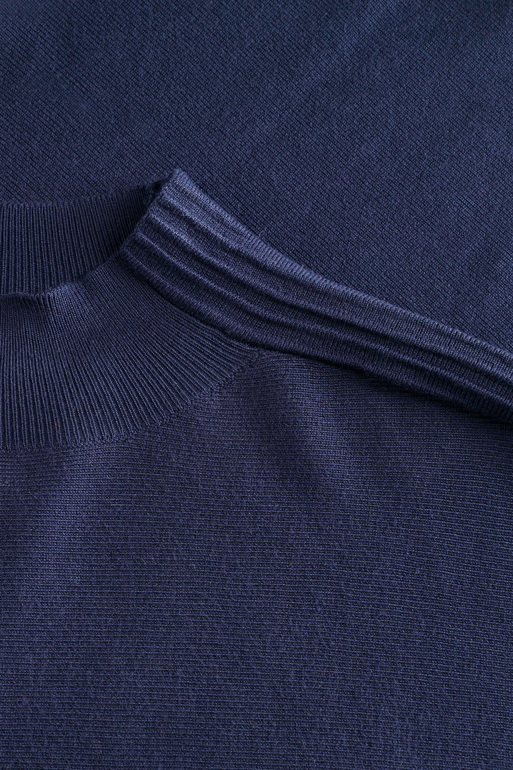 Yest Navy Blue Ribbed Stripe Detail Turtle Neck Jumper