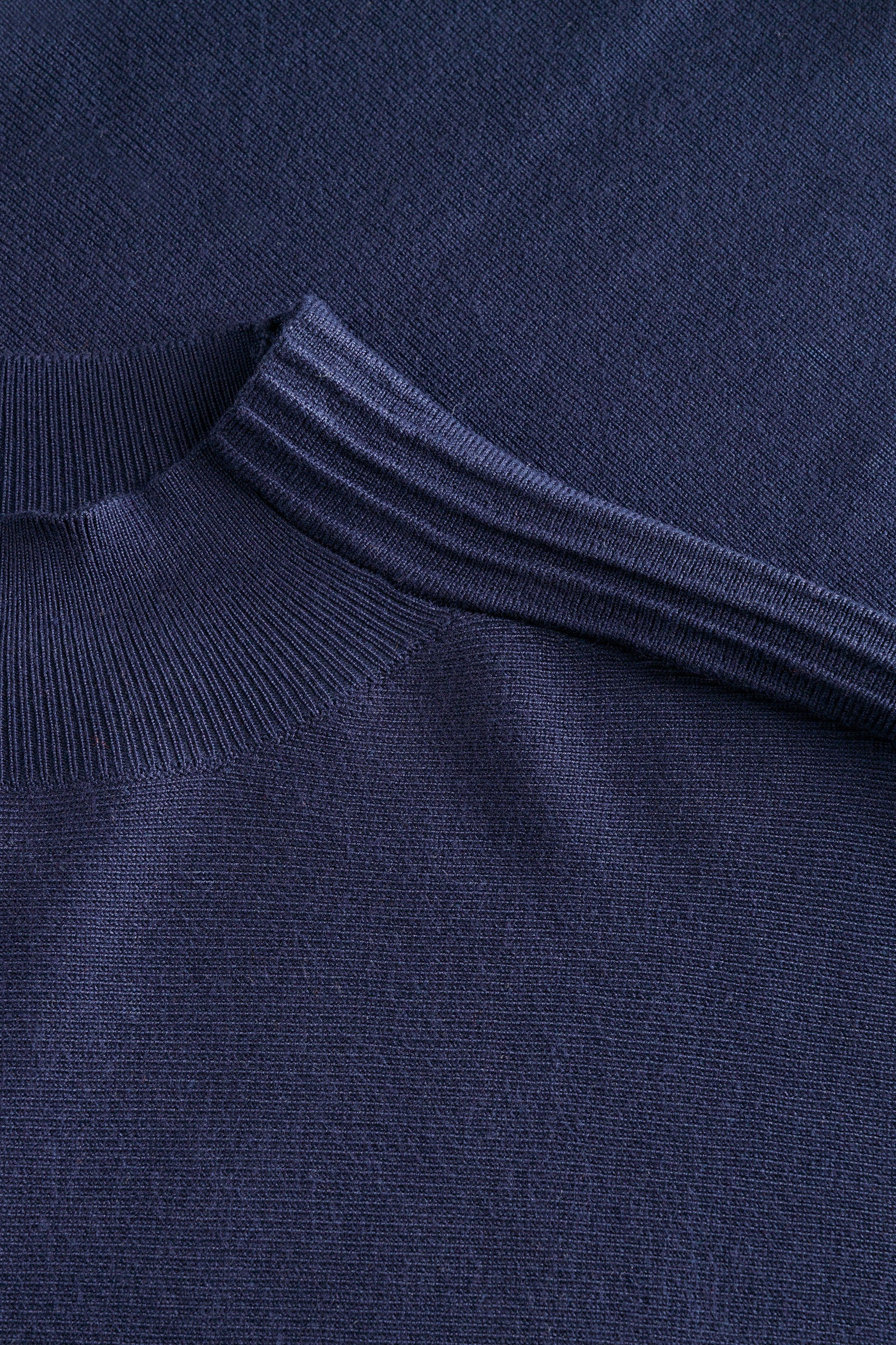Yest Navy Blue Ribbed Stripe Detail Turtle Neck Jumper