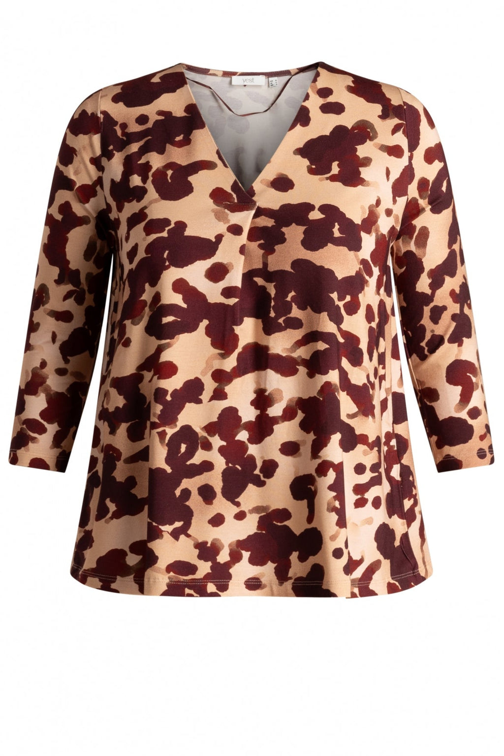 Yest Wine Red Mixed Print Jersery Top