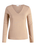 Yest Dark Sand V Neck Jersey Top