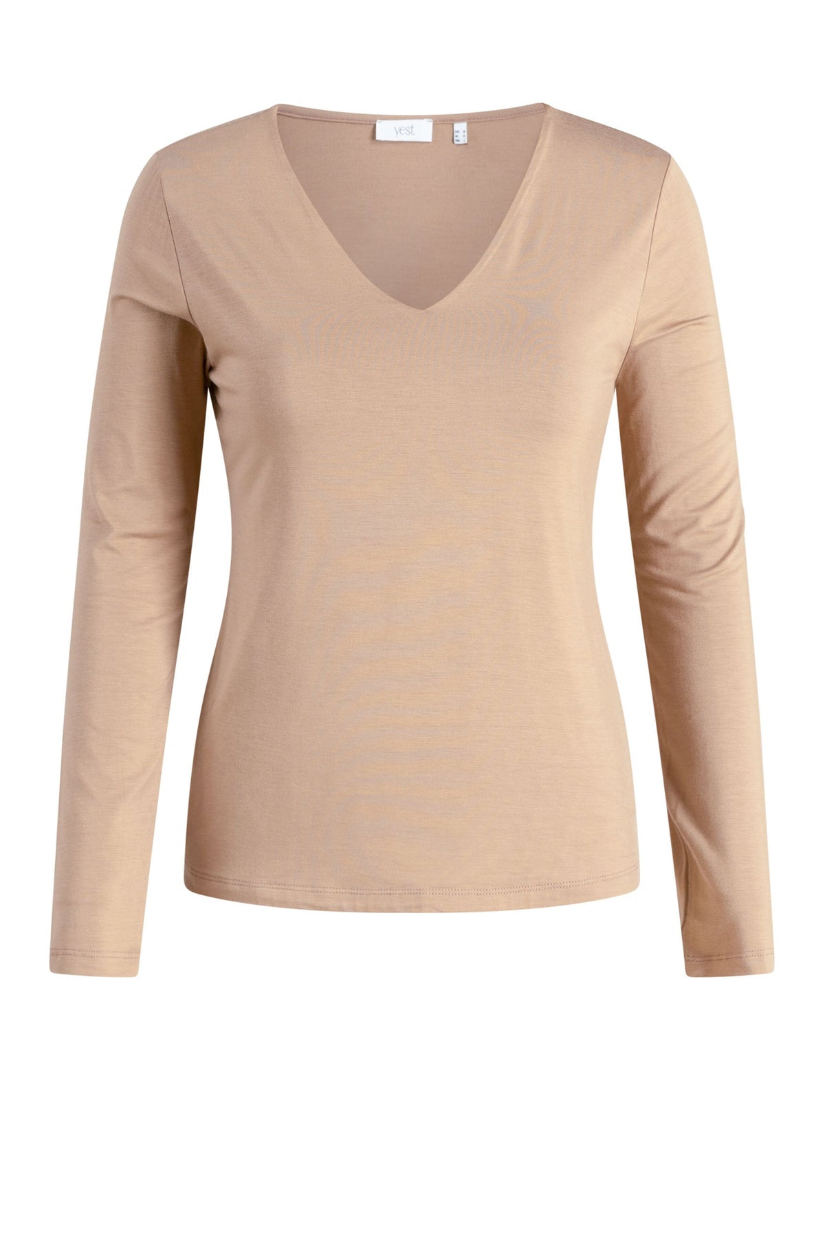 Yest Dark Sand V Neck Jersey Top