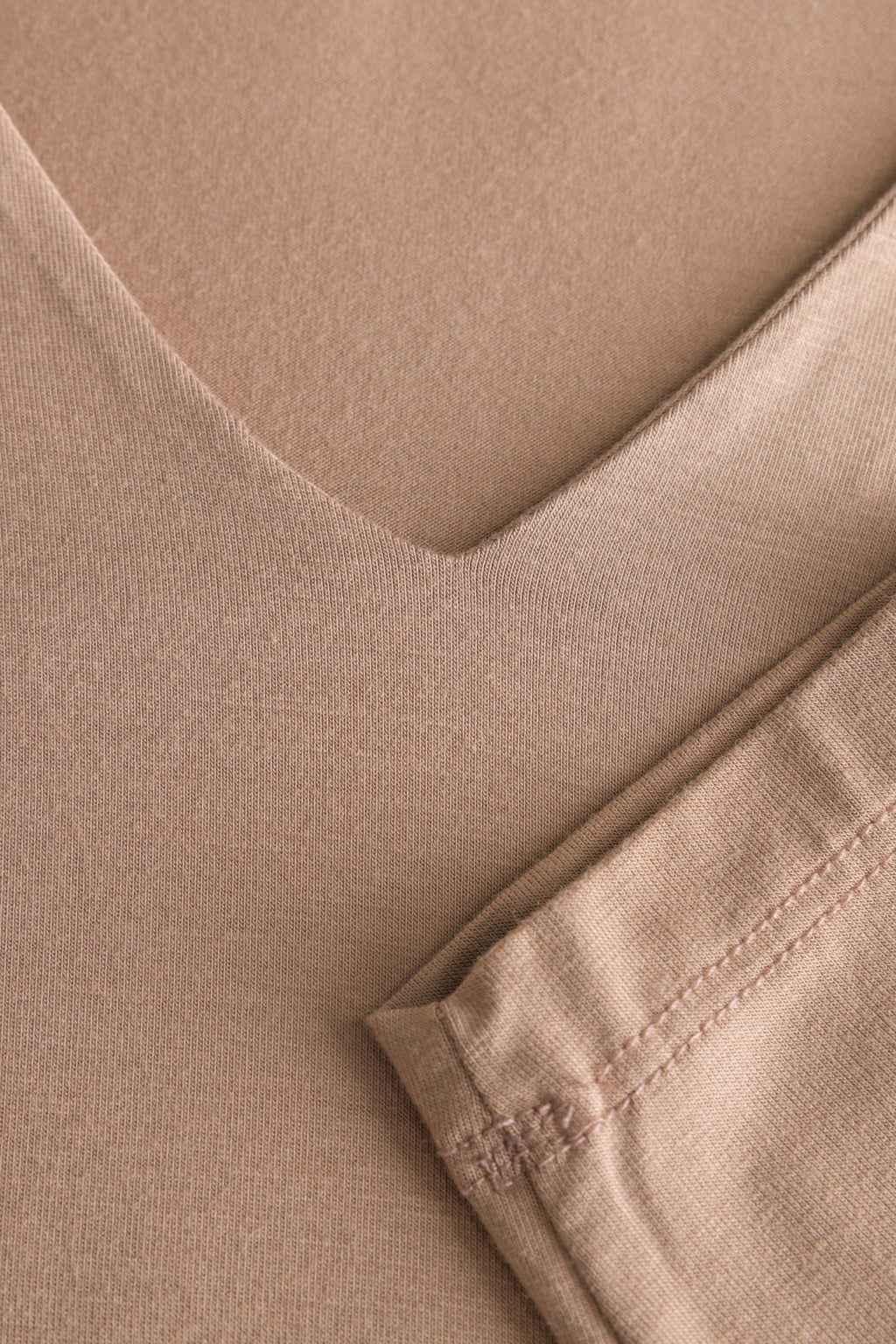Yest Dark Sand V Neck Jersey Top