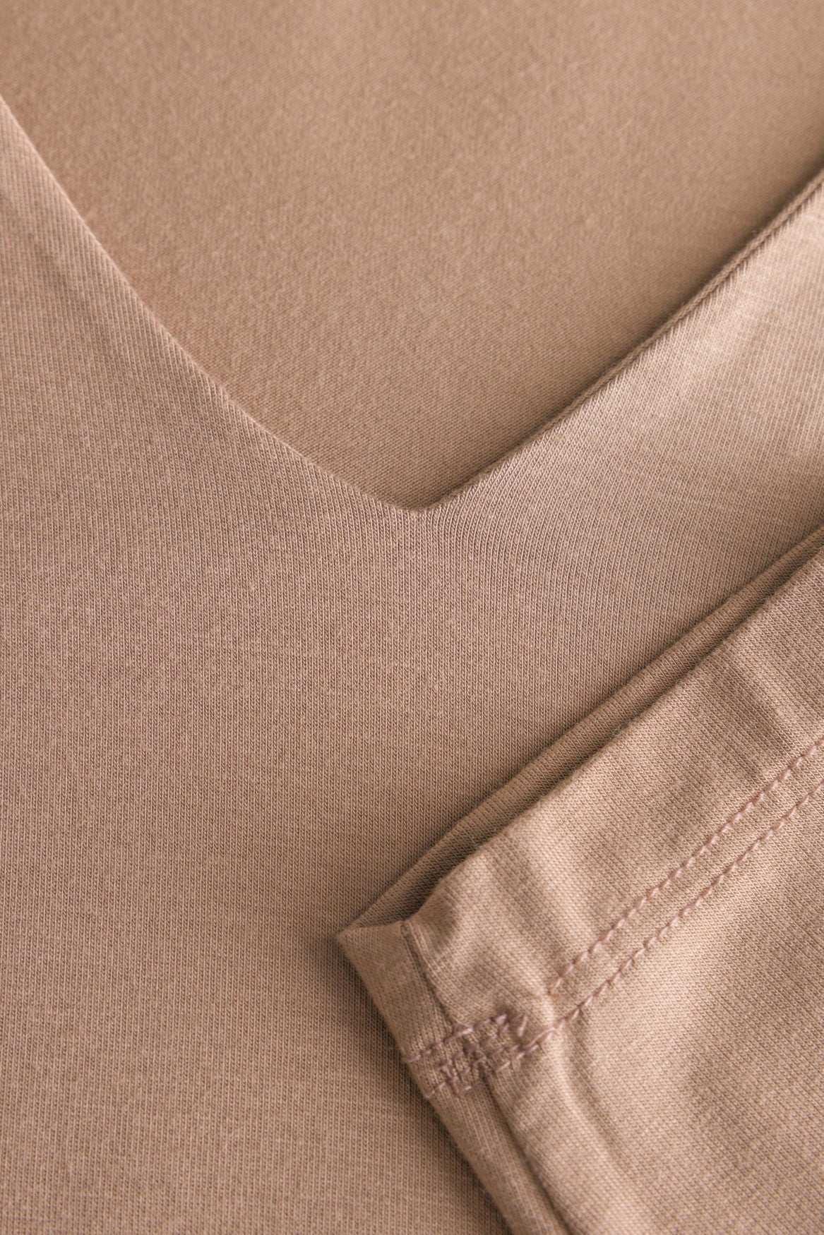Yest Dark Sand V Neck Jersey Top