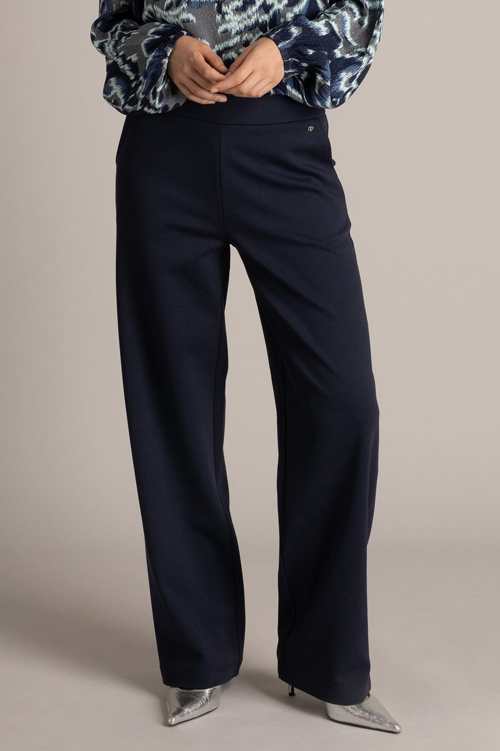 Yest Navy Blue Stretch Wide Leg Trousers