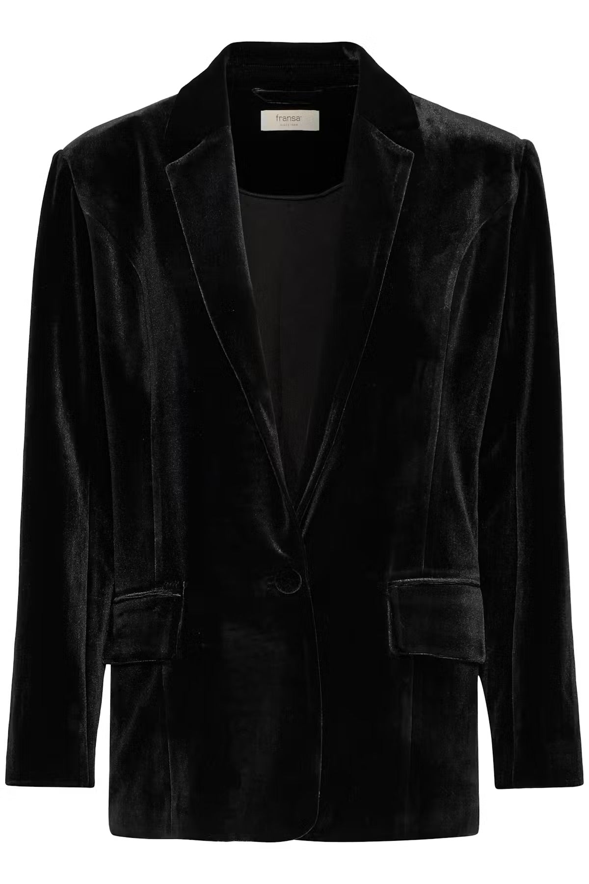 Fransa Premium Black Velvet Tailored Blazer