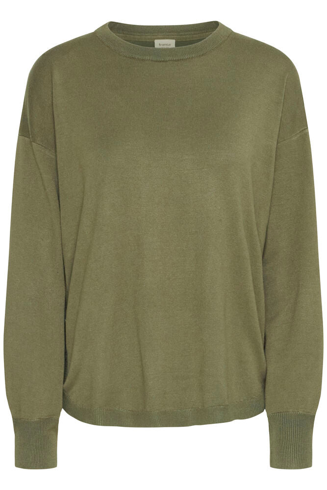 Fransa Khaki Green Button Detail Jumper