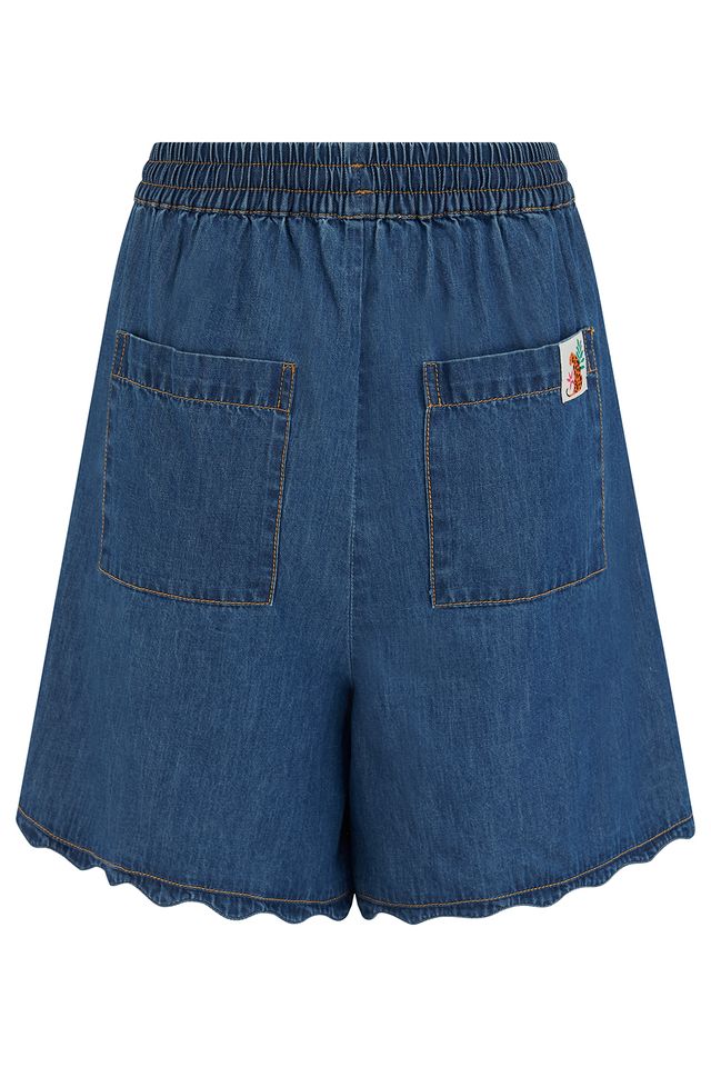 Sugarhill Brighton Deep Blue Denim Scallop Edge Shorts
