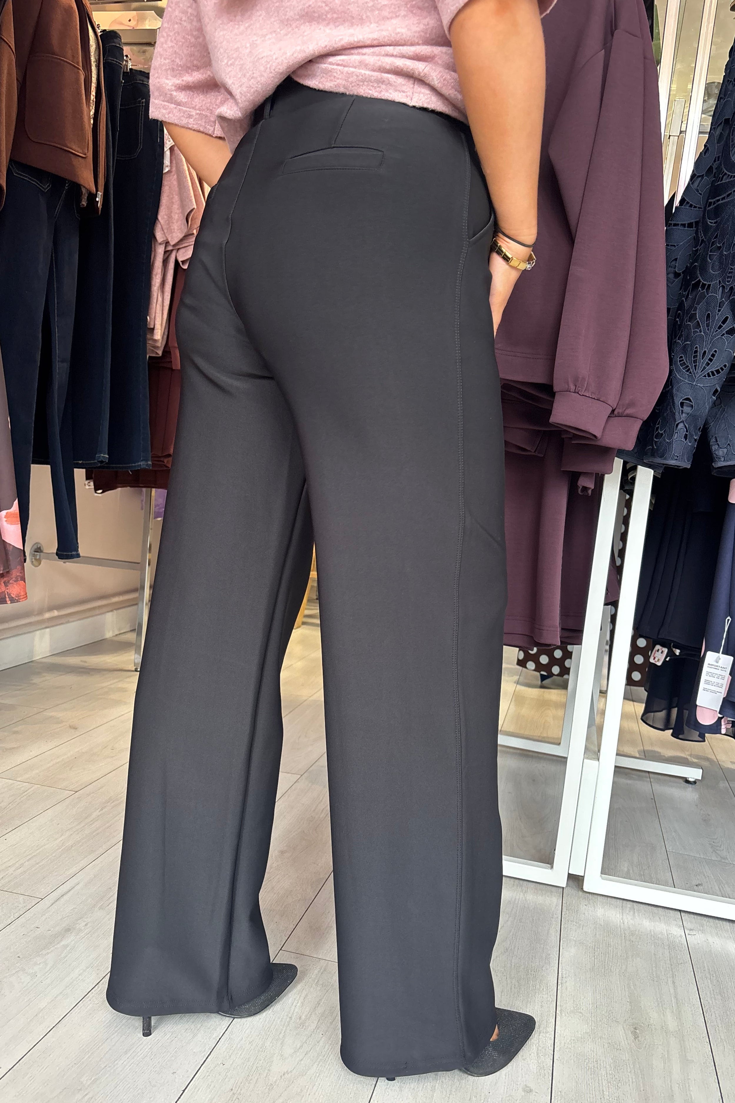 “The Jodie” Black Soft Feel Scuba Straight Leg Trousers