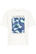 Fransa Navy Blue & Green Printed Abstract White T-Shirt