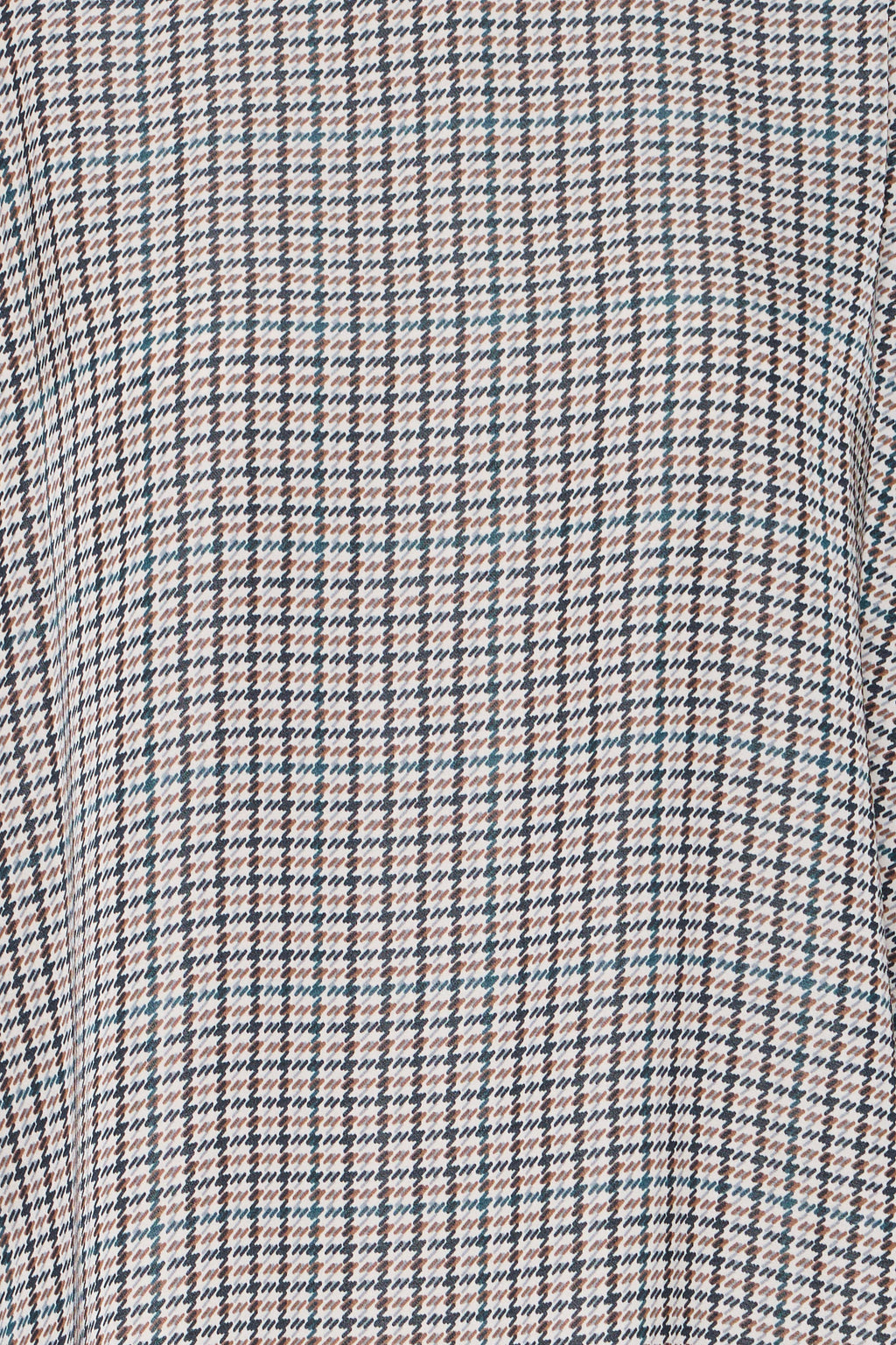 Fransa Mixed Toffee & Salute Navy Blue Houndstooth Satin Blouse