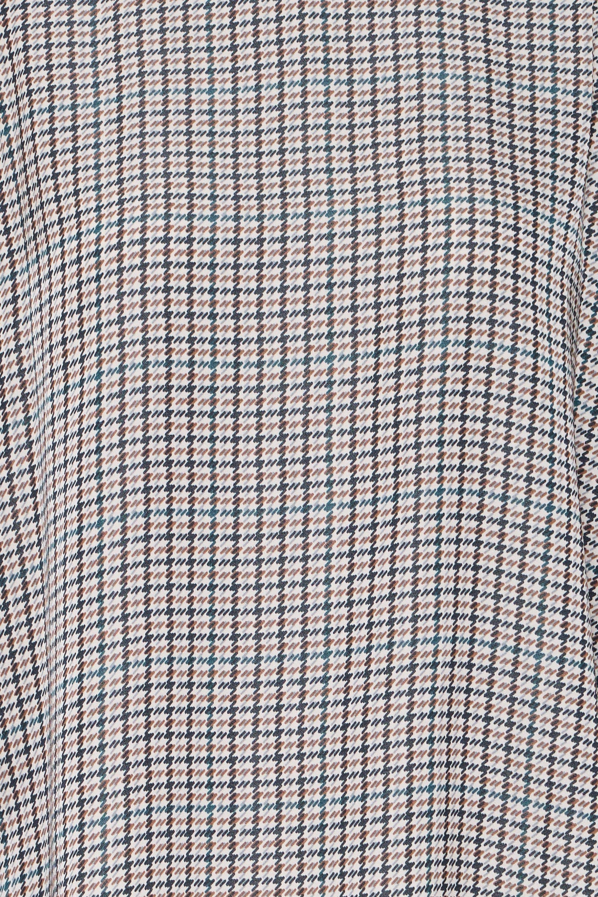 Fransa Mixed Toffee & Salute Navy Blue Houndstooth Satin Blouse