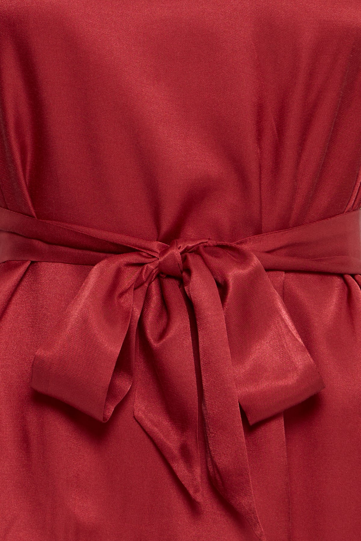 Fransa Rhythmic Red Satin High Neck Blouse