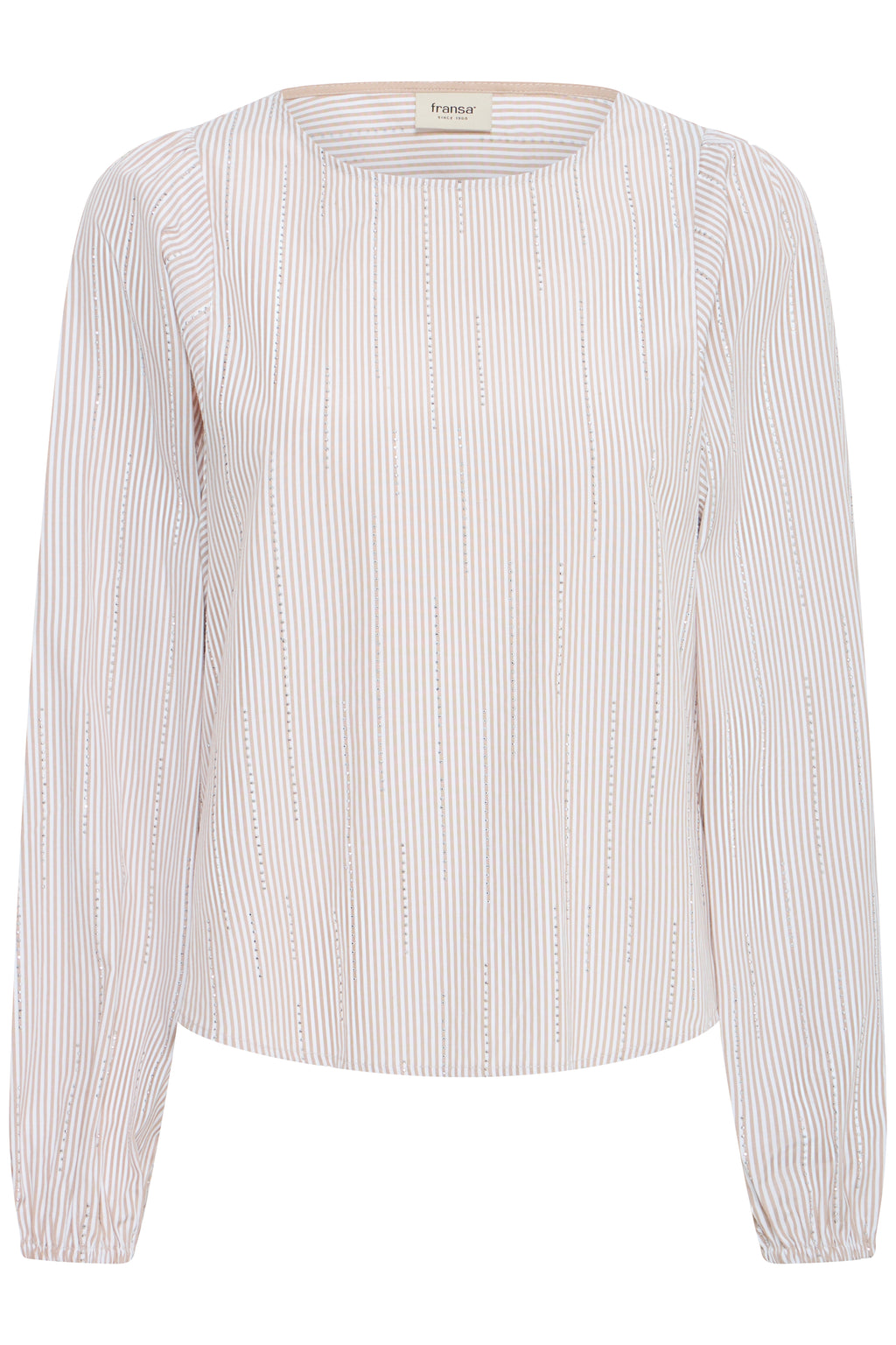 Fransa Mocha Striped Diamante Embellished Blouse