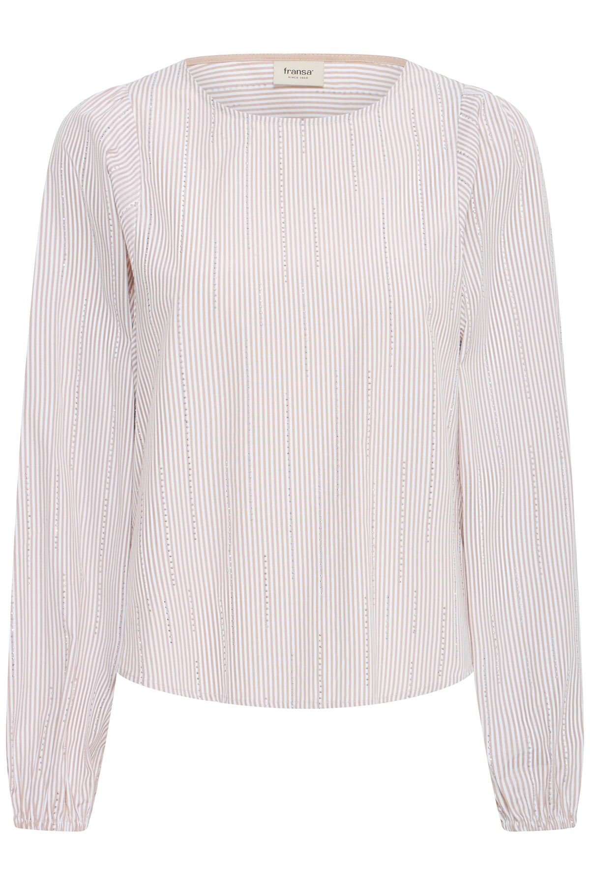 Fransa Mocha Striped Diamante Embellished Blouse