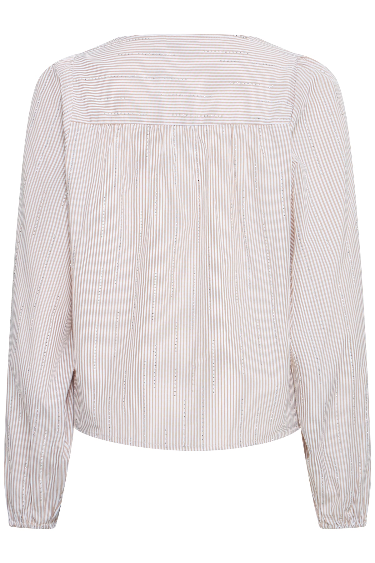 Fransa Mocha Striped Diamante Embellished Blouse