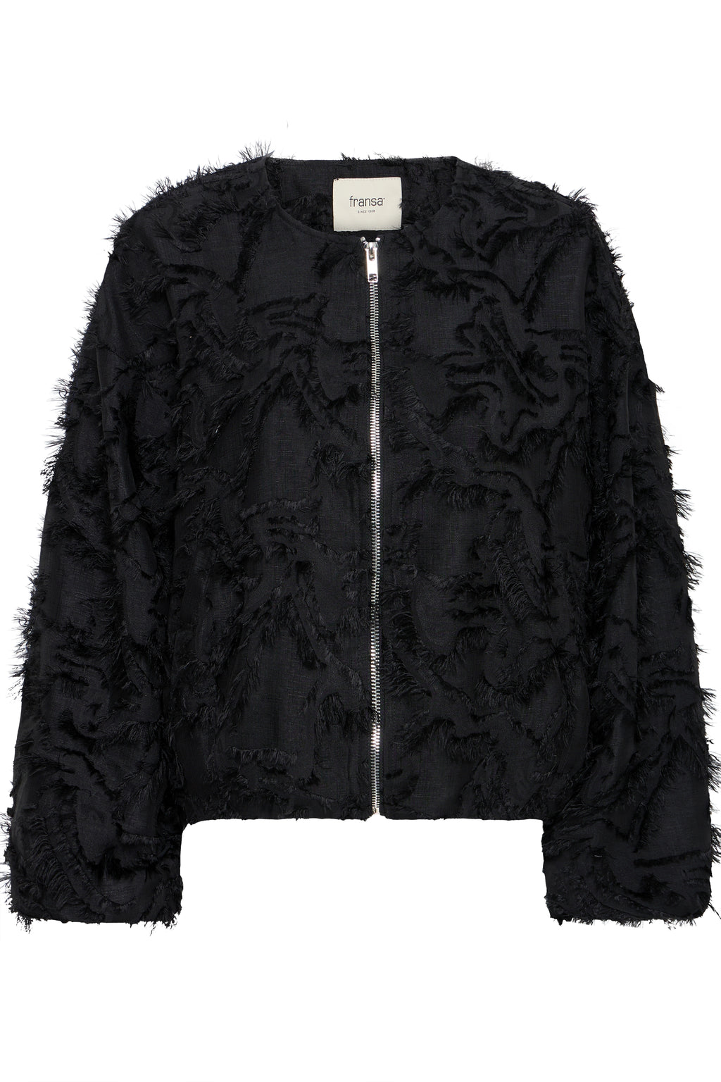 Fransa Black Textured Bomber Jacket