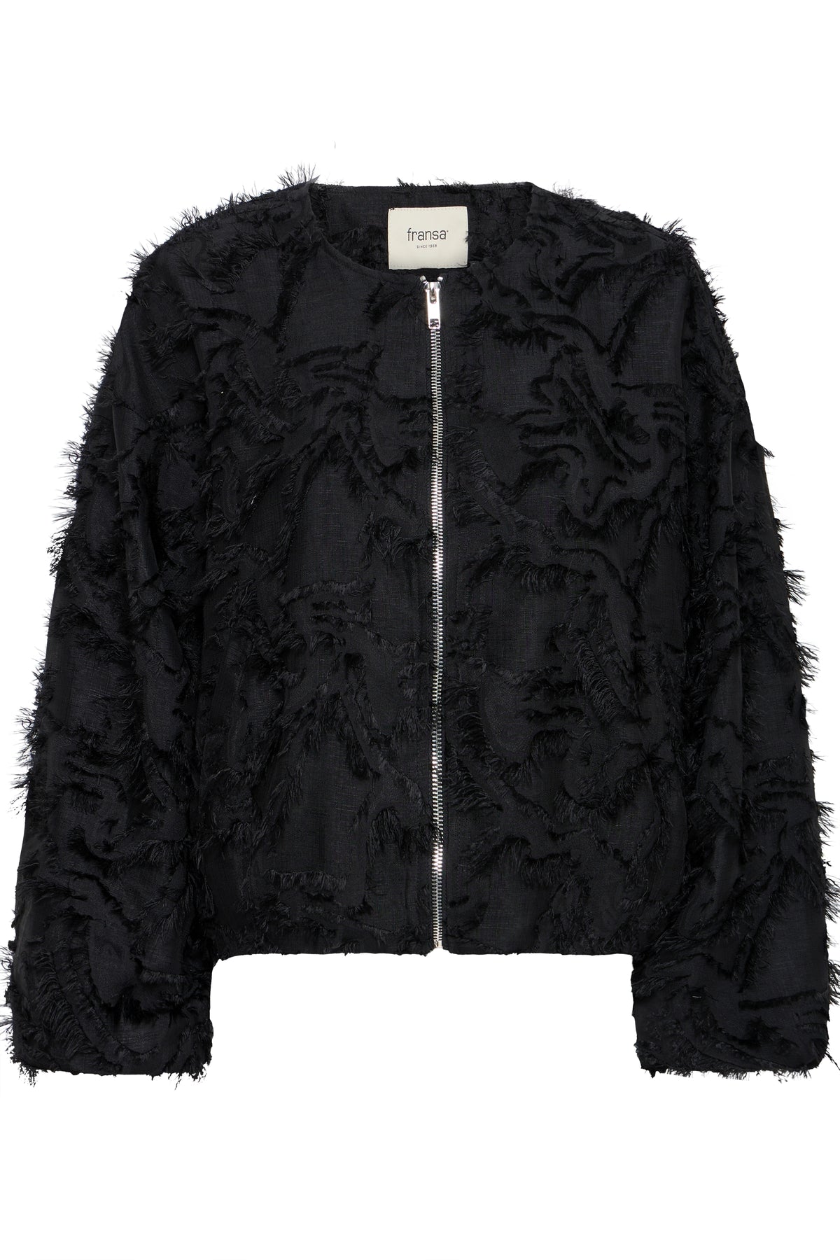 Fransa Black Textured Bomber Jacket