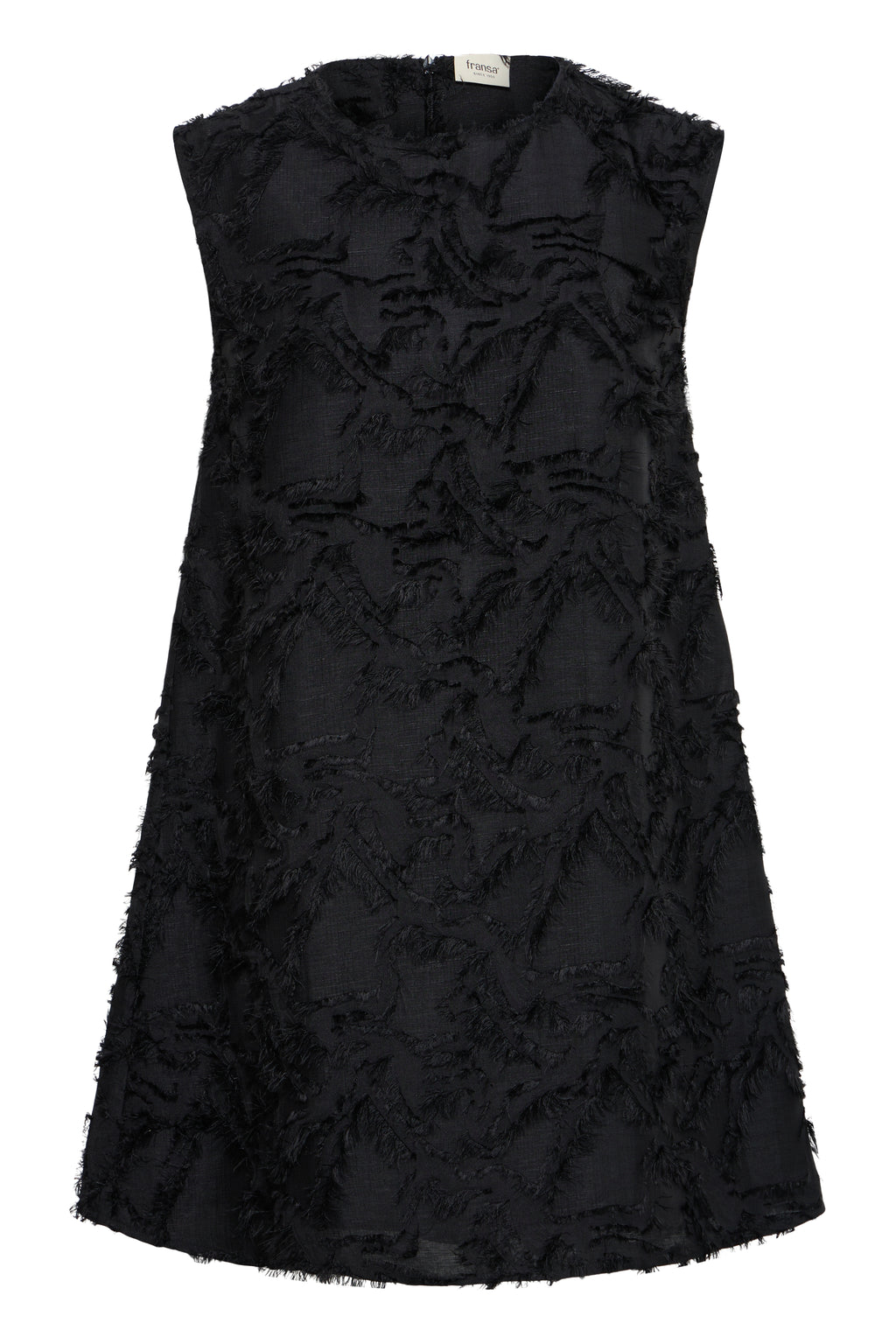 Fransa Black Textured Swing Party Dress