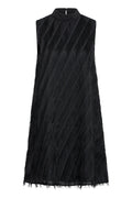 Fransa Black Fringed A Line Party Dress