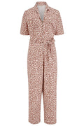 Sugarhill Brighton Neutral Tone Leopard Print Denim Boiler Style Jumpsuit