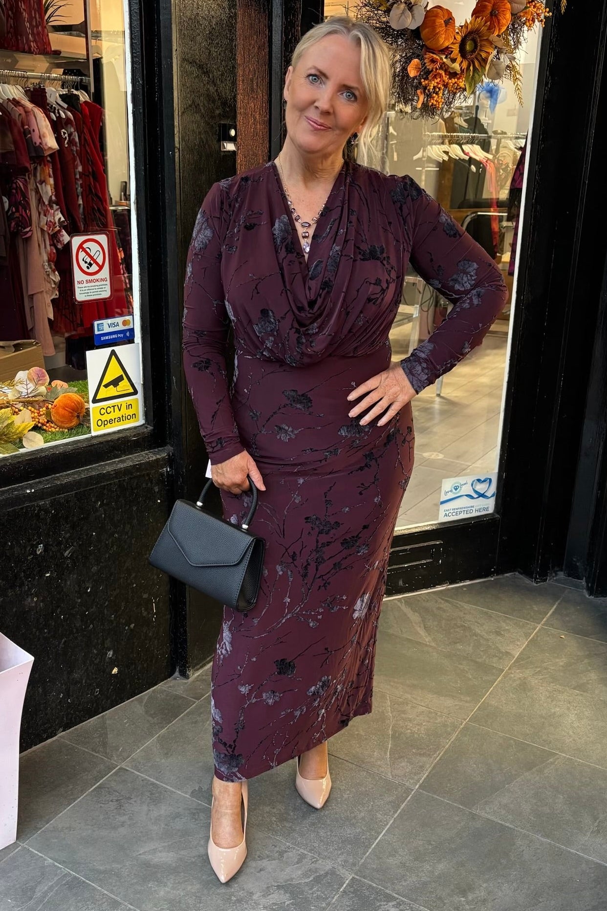 Plum & Flock Velvet Cowl Neck Maxi Dress