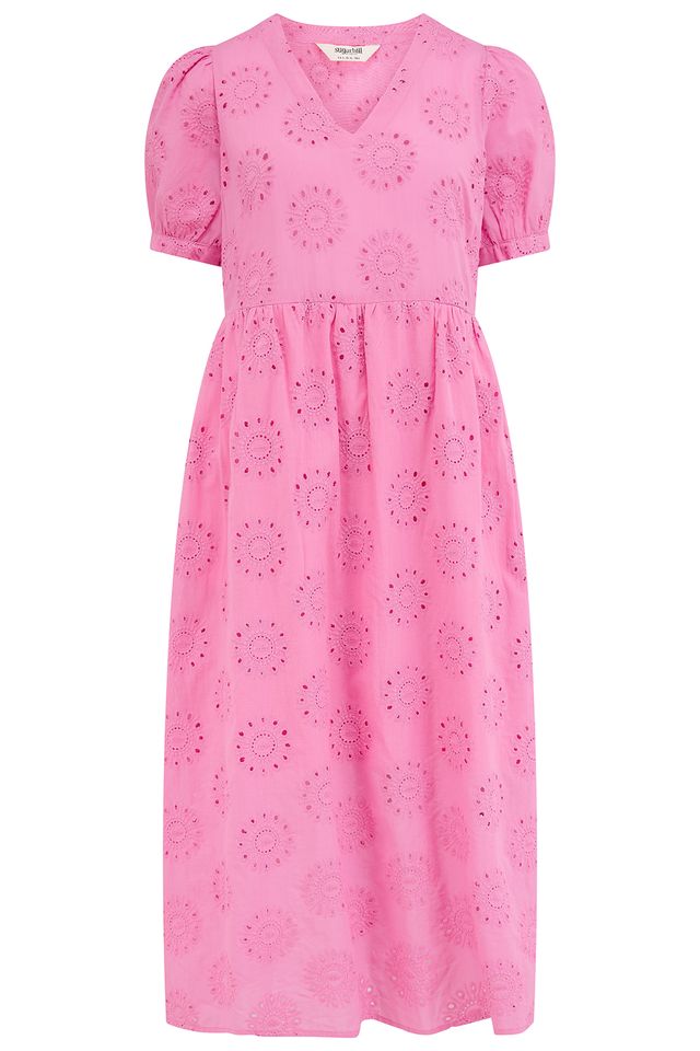 Sugarhill Brighton Candy Pink Broderie Anglais Midi Dress