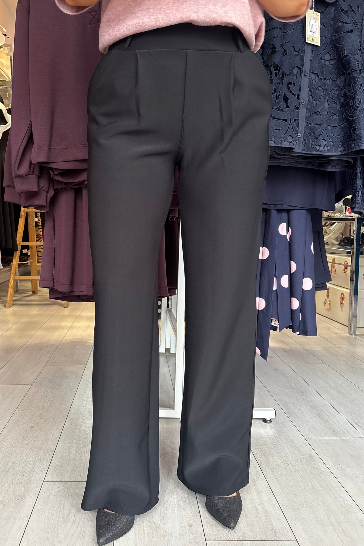 “The Jodie” Black Soft Feel Scuba Straight Leg Trousers