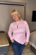 “ALL FOR IT” Baby Pink Asymmetrical Top
