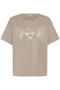 Fransa Unlimited Gold Metallic Eagle Slogan Moon rock Taupe T-shirt