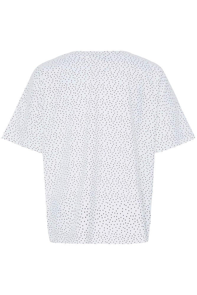 Fransa Mixed White & Navy Blue Polka Dot T-Shirt